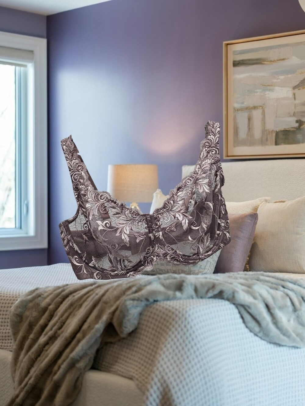 Soma Sensuous Sheer Lace Embroidered Underwire Mochaccino Bra